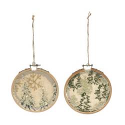 Hänger Ornamente 2/Set grün/weiss D12cm