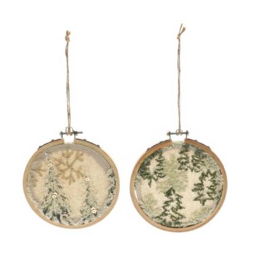 Hänger Ornamente 2/Set grün/weiss D12cm