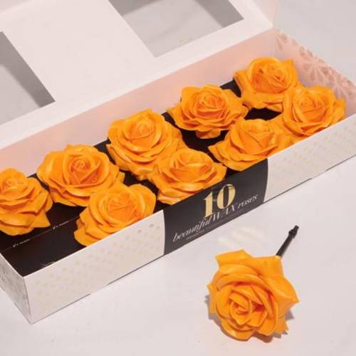 Seiden Wachs Rose ocker gelb D12cm (380)