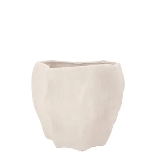 Keramik Übertopf Lisboa Wave weiss 19x19x16cm