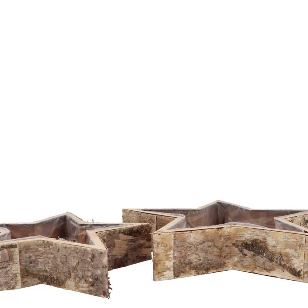 Holz Topf Stern 2/Set 20x6/30x7cm