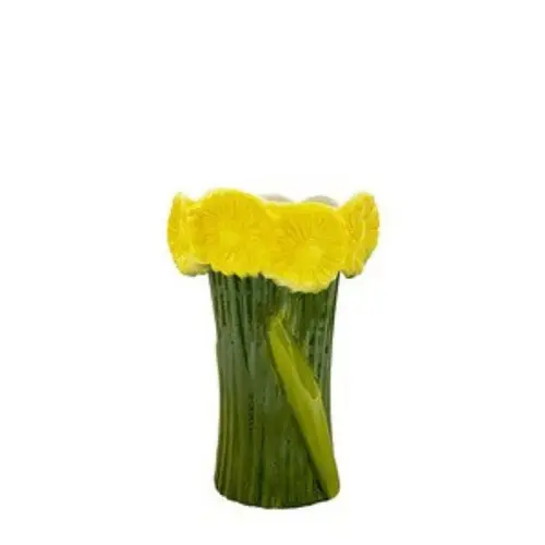 Keramik Vase Sonnenblume grün/gelb D11cm H18cm