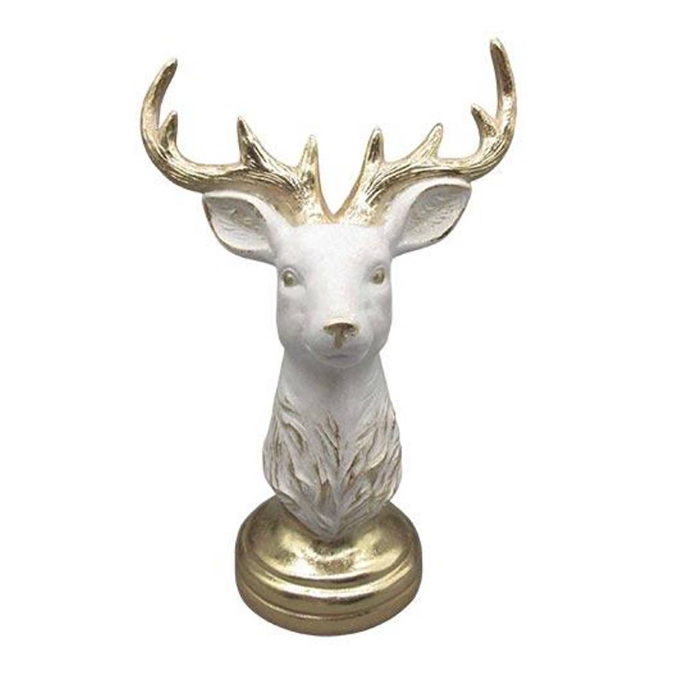 Hirsch auf Sockel weiss 24x15x36.5cm