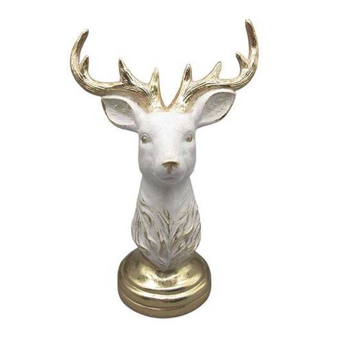 Hirsch auf Sockel weiss 24x15x36.5cm