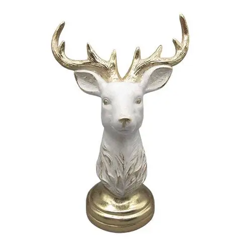 Hirsch auf Sockel weiss 24x15x36.5cm