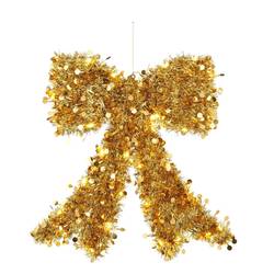 LED Hänger Schleife gold 44.5x42x04.5cm 