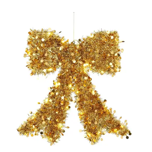 LED Hänger Schleife gold 44.5x42x04.5cm 