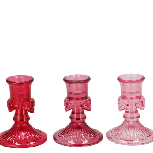 Kerzenständer Glas Bowy Jolly rosa mix 11x18cm