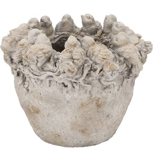 Beton Übertopf Sperling grau Nest 27x27x21cm