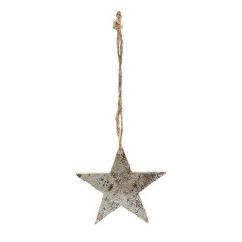 Hänger Stern Holz weiss 10cm