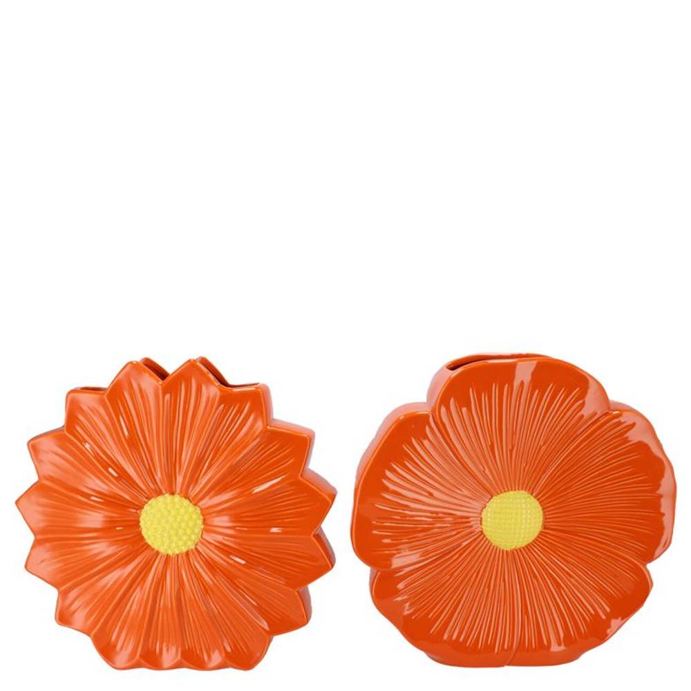 Keramik Vase Daisy Bloom mix orange 18x06x18cm