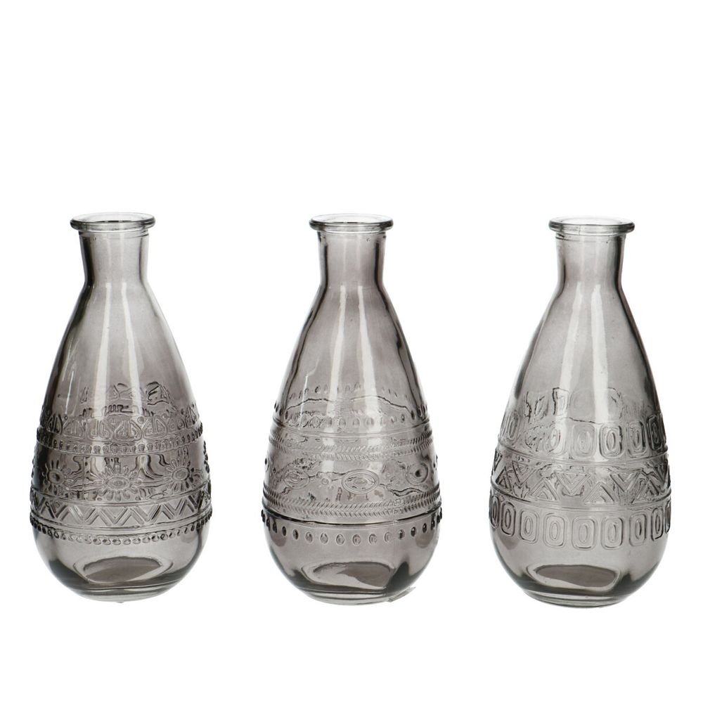 Glas Flasche Rome grau D08cm H16cm