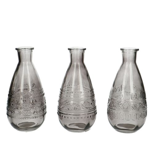 Glas Flasche Rome grau D08cm H16cm