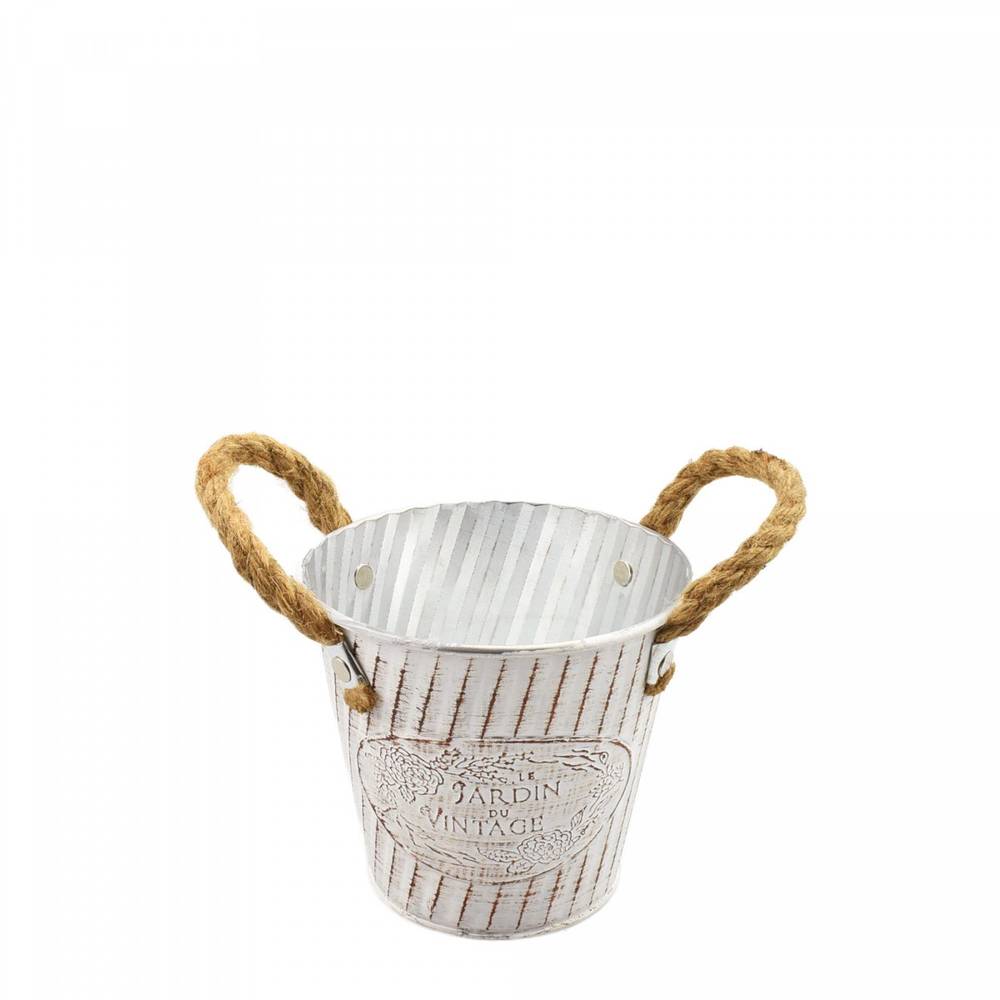 Zink Übertopf +Henkel Beta creme D13cm H12.5cm