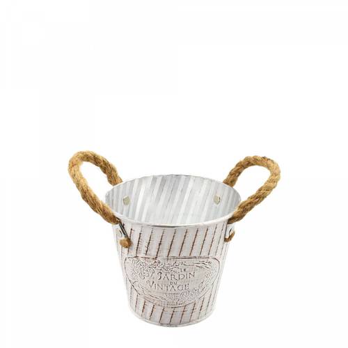 Zink Übertopf +Henkel Beta creme D13cm H12.5cm