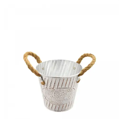 Zink Übertopf +Henkel Beta creme D13cm H12.5cm