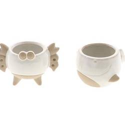 Keramik Übertopf Wal/Krabbe 2/Set weiss D12cm H09cm