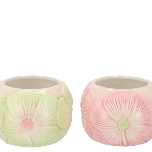 Keramik Übertopf mix Demi Blumen 14x14x10cm