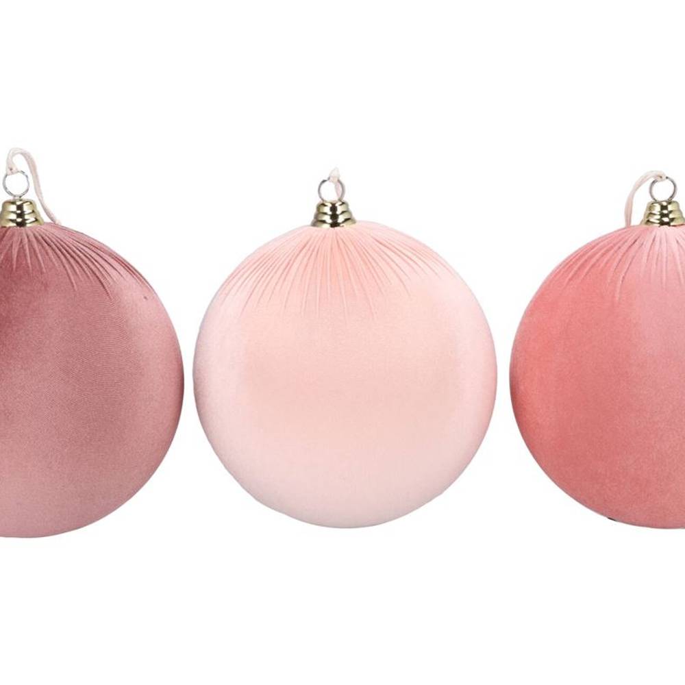 Hänger Kugel Velvet Joyful mix rosa 3/Set D30cm 