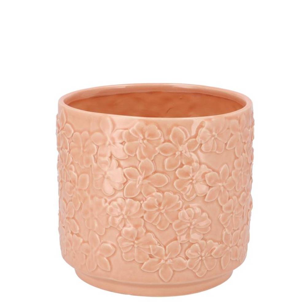 Keramik Übertopf Liv Blumen rosa 12x12x11cm