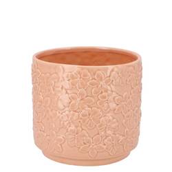 Keramik Übertopf Liv Blumen rosa 12x12x11cm