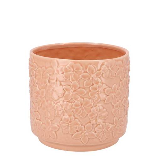 Keramik Übertopf Liv Blumen rosa 12x12x11cm