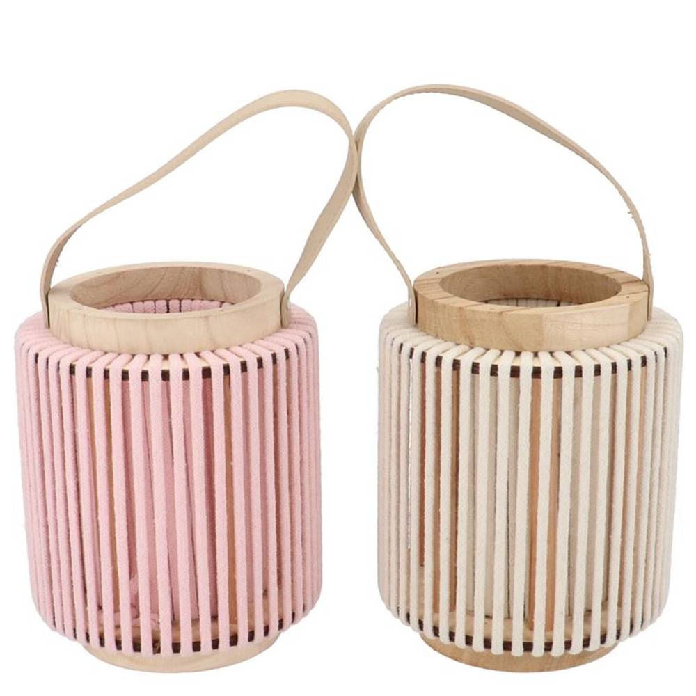 Laterne Cruz Rund mix rosa/weiss 13x16x20cm