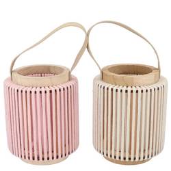 Laterne Cruz Rund mix rosa/weiss 13x16x20cm