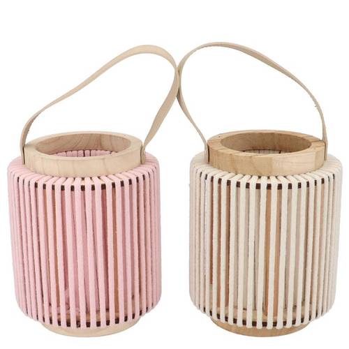 Laterne Cruz Rund mix rosa/weiss 13x16x20cm