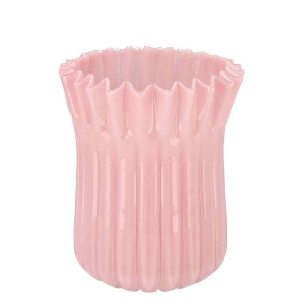 Glas Vase Imke Milky rosa 18x18x23cm