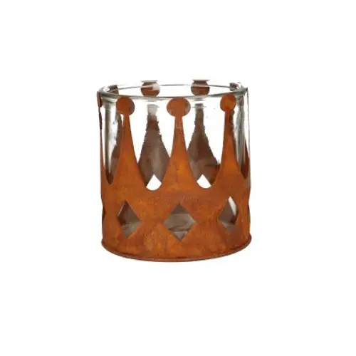 Glas Rost mit Krone D10.5cm H10.5cm