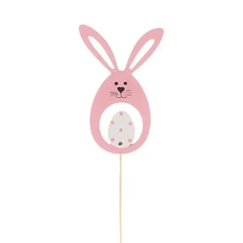 Kaninchen+Ei auf Stab rosa L50cm 09cm