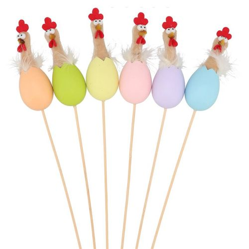 Huhn auf Stab Fluffy mix L50cm