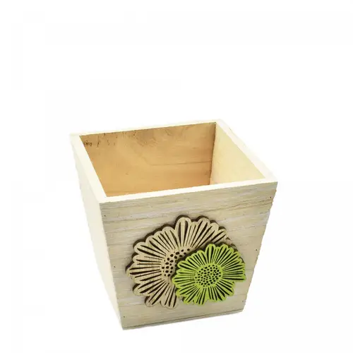 Holz Übertopf Dona grün D11cm H10cm