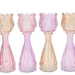 Glas Vase Tulpe pastel mix 07x22cm