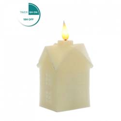 LED Kerze Haus Wachs creme 06x05x12cm 