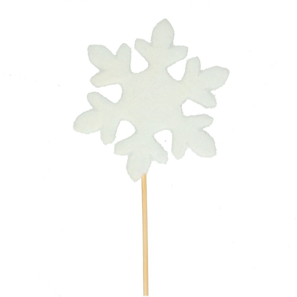 Schneeflocke auf Stab weiss D10cm L50cm