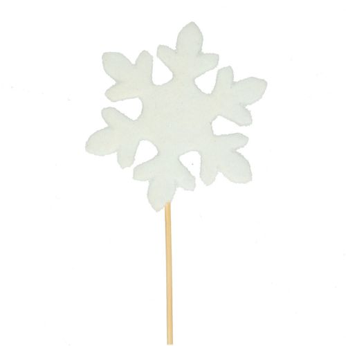 Schneeflocke auf Stab weiss D10cm L50cm