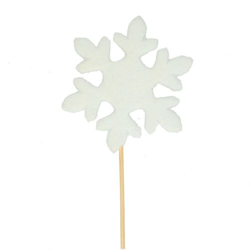 Schneeflocke auf Stab weiss D10cm L50cm