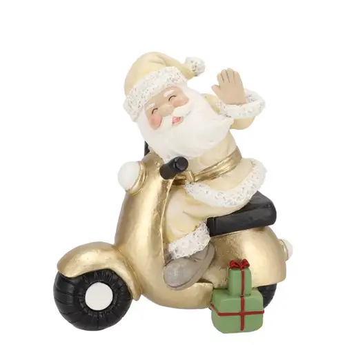 Deko Weihnachtsmann Scooter creme 16x09x18cm