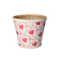 Holz Übertopf Herz weiss/rot D17cm H15cm