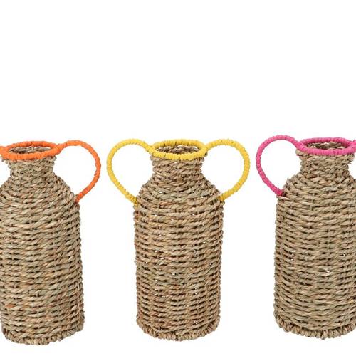 Seegrass Flasche +Henkel Ginny mix 11x25cm