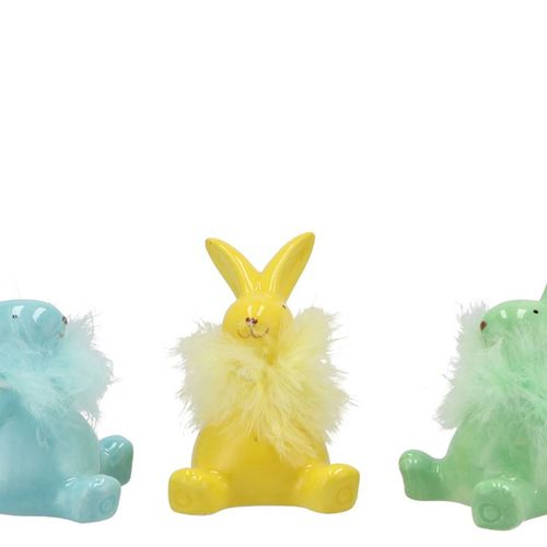 Hase flauschig gross blau mix 11x8x11CM