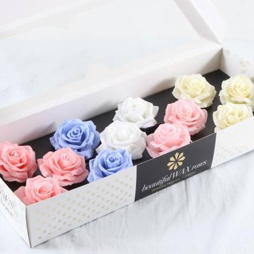 Seiden Wachs Rose Pastel mix D10cm (9050) blau