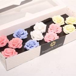 Seiden Wachs Rose Pastel mix D10cm (9050) blau