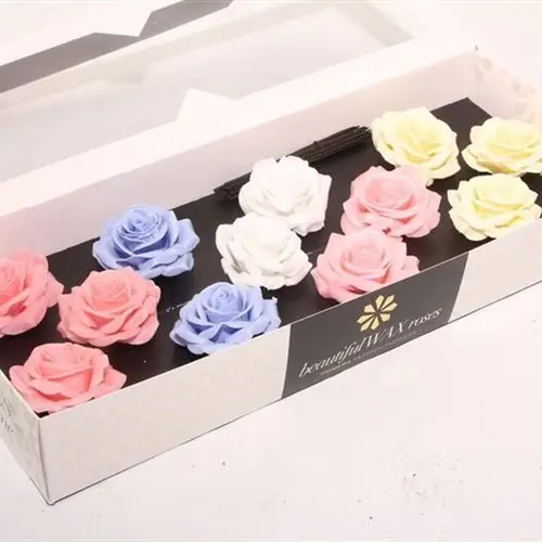 Seiden Wachs Rose Pastel mix D10cm (9050) blau