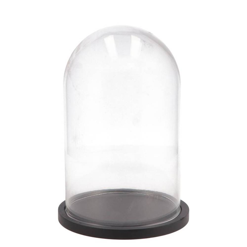 Glas Glocke auf Holz schwarz D17cm H25cm