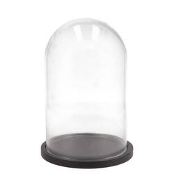 Glas Glocke auf Holz schwarz D17cm H25cm