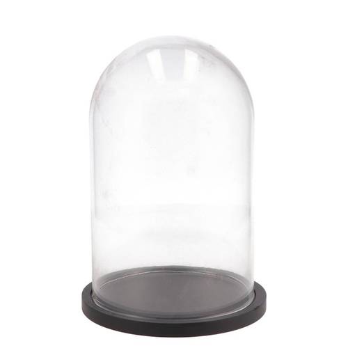 Glas Glocke auf Holz schwarz D17cm H25cm
