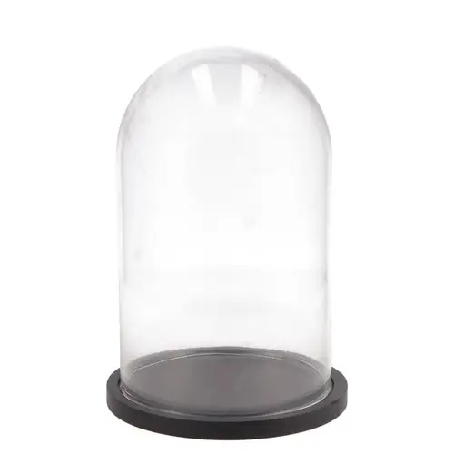 Glas Glocke auf Holz schwarz D17cm H25cm
